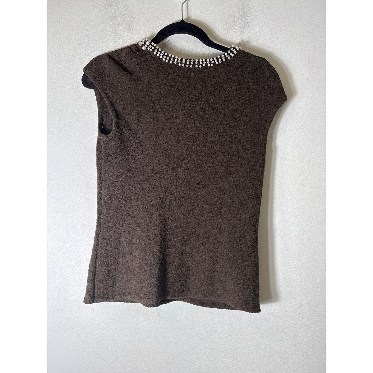 Worth Brown Boule With Pearl Trimmed Top Sz M