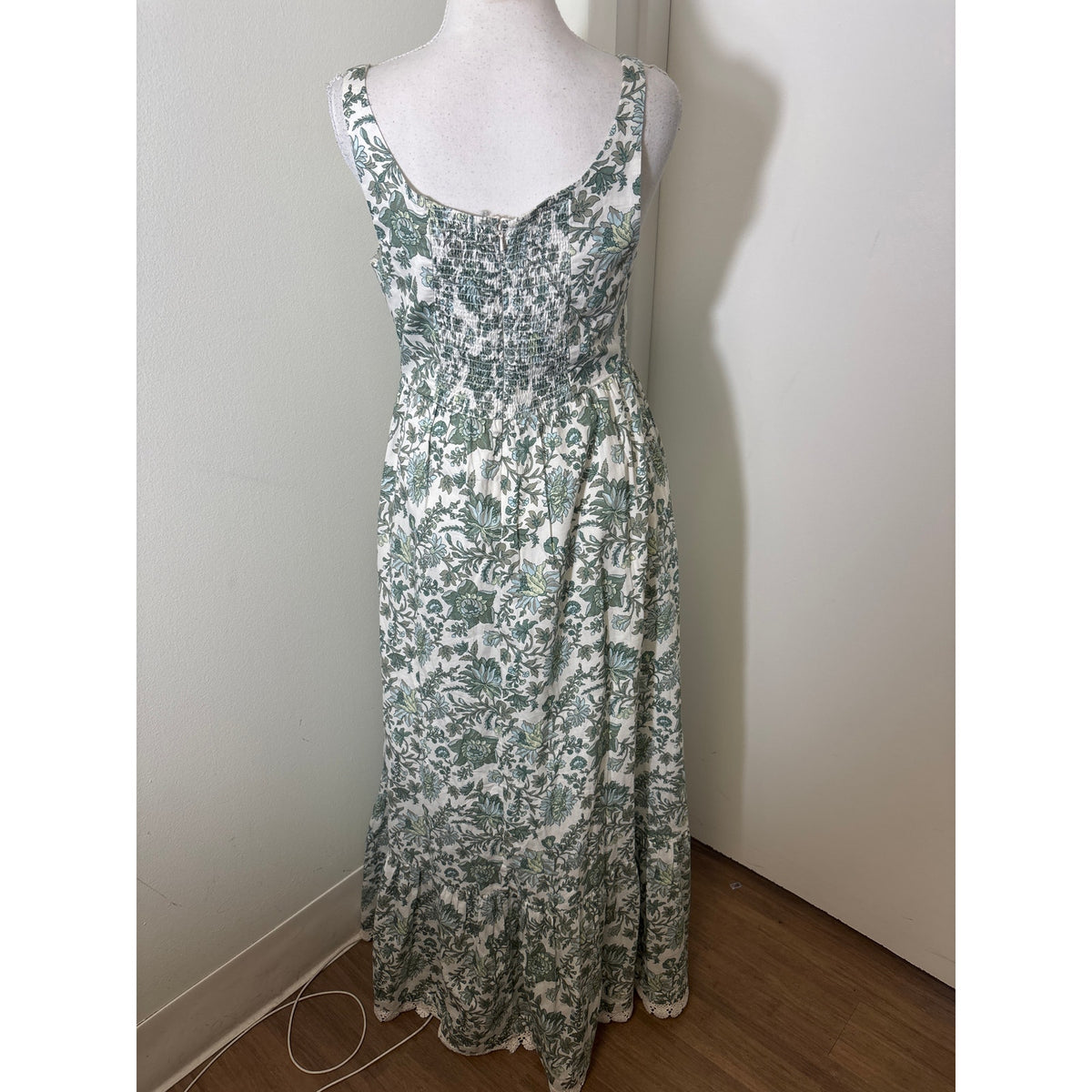 EDDY Green Floral Sleeveless Cotton Maxi Dress Sz M