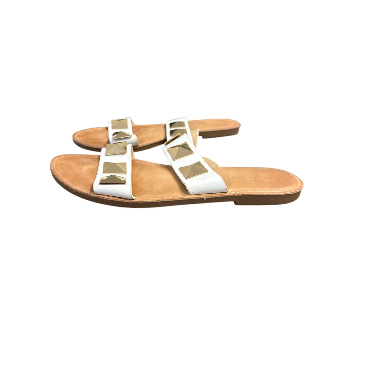Soda White Gold Stud Slides Sz 10