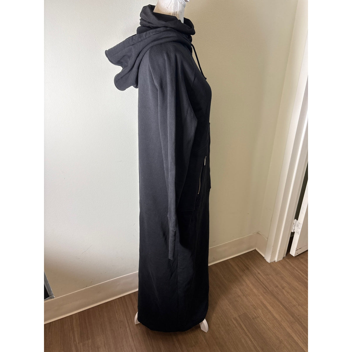 Marcella Black Hooded Long Sleeve Sweatshirt Maxi Dress Sz M