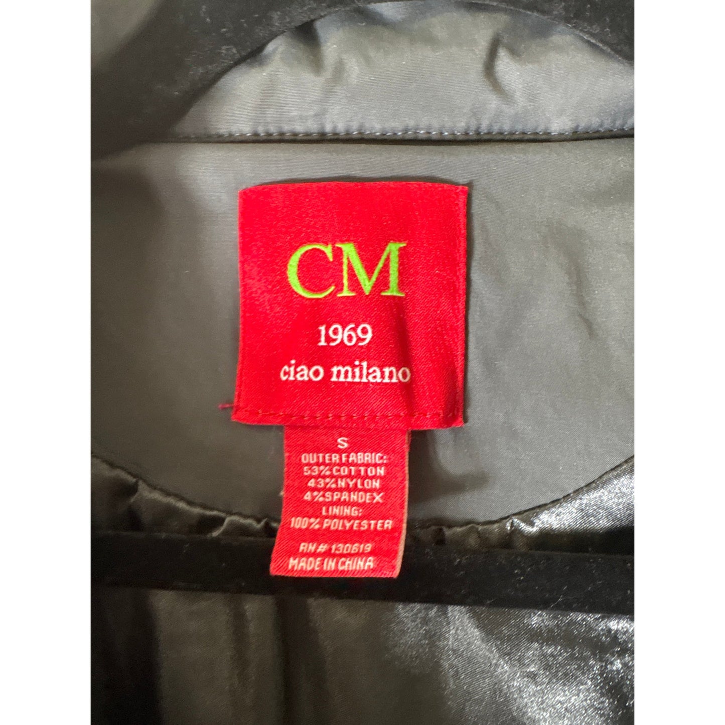 CM Ciao Milano Charcoal Grey Long Sleeve Hooded Rain Jacket Sz S