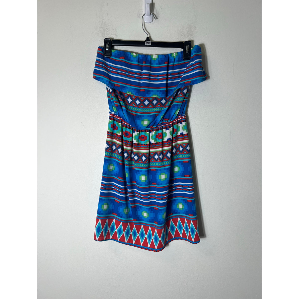 Pixi + Ivy Blue and Orange Strapless Mini Dress Sz xs