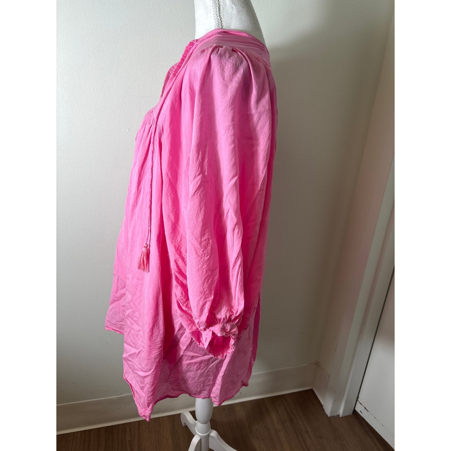 Mille Pink 3/4 Puff Sleeveless Cotton Mini Dress Sz