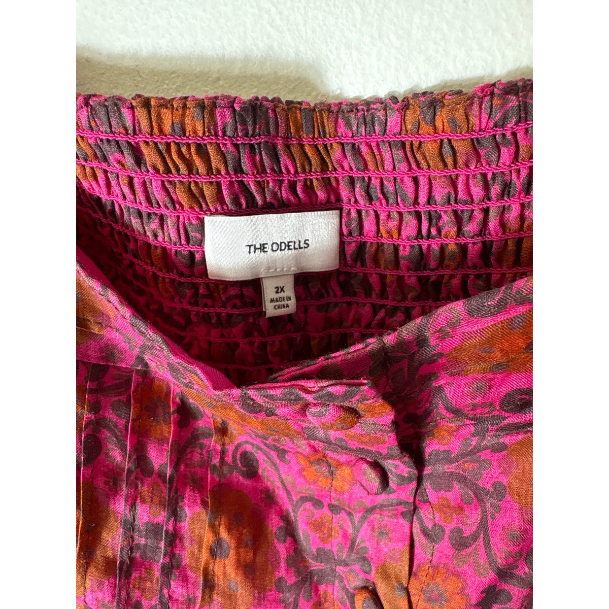 The Odells Dark Pink Square Neck 3/4 Sleeve Midi Dress Sz 2X