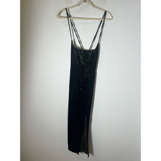 Lulu's Dark Green Velvet Sleeveless Cocktail Dress Sz XS