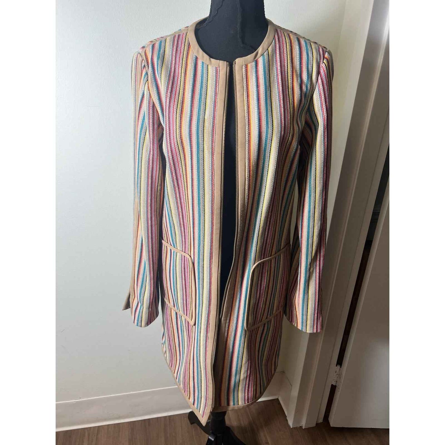 W by Worth Rainbow Zip Up Tunic Coat size 6