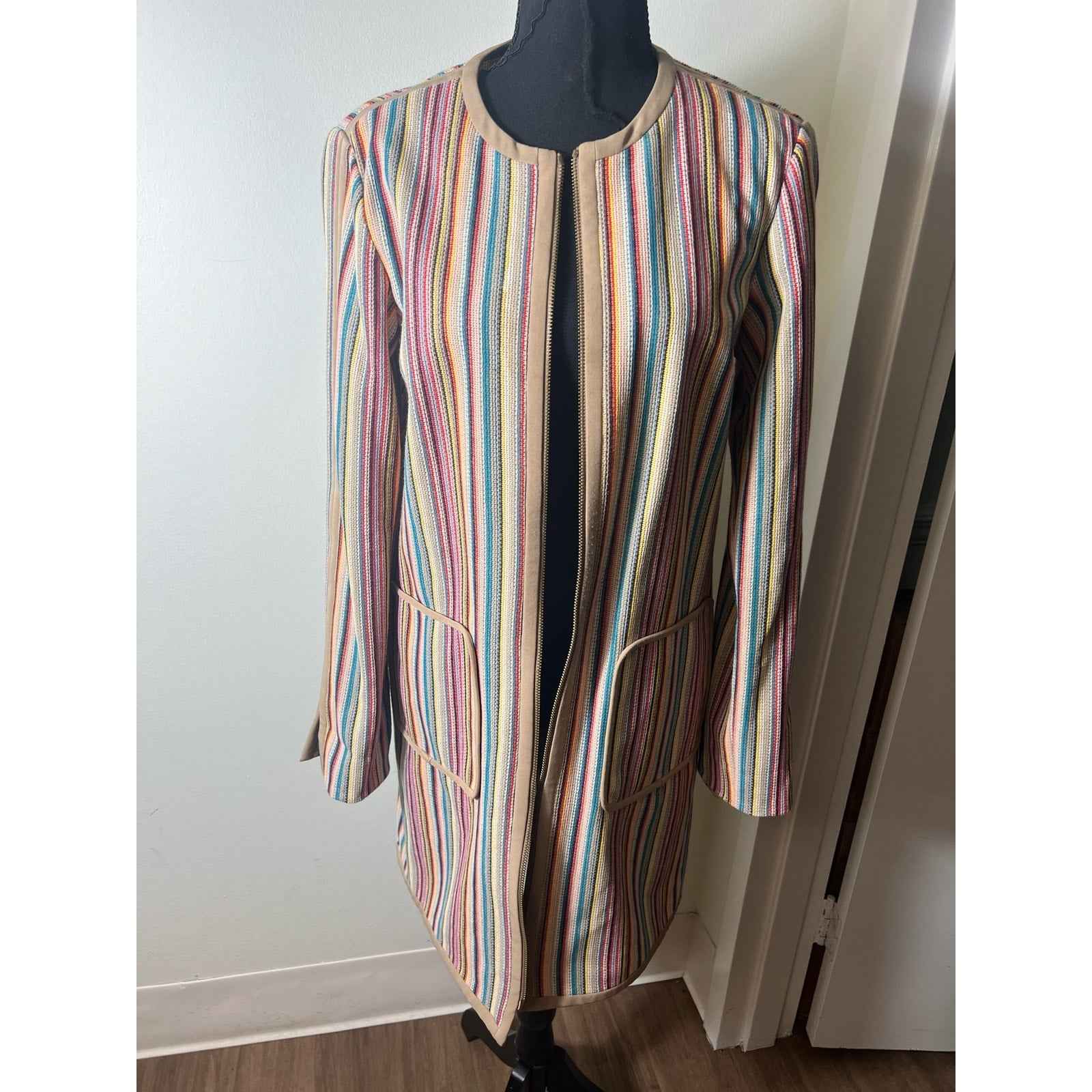 W by Worth Rainbow Zip Up Tunic Coat size 6