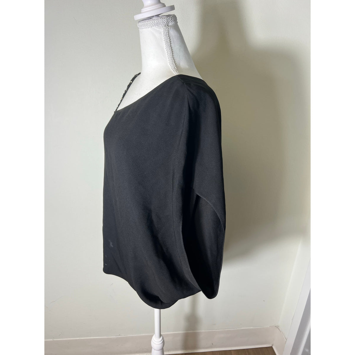 Ramy Brook Black Cocktail Beaded One Shoulder Asymmetrical Top Sz M