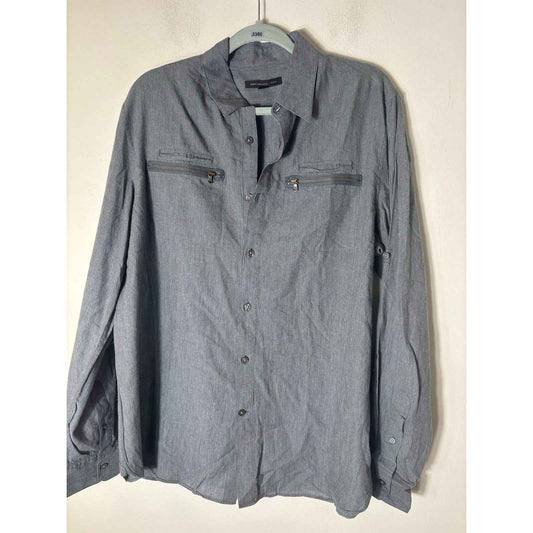 Men's John Varvatos Brushed Gray Button Up Long Sleeve Shirt Sz L