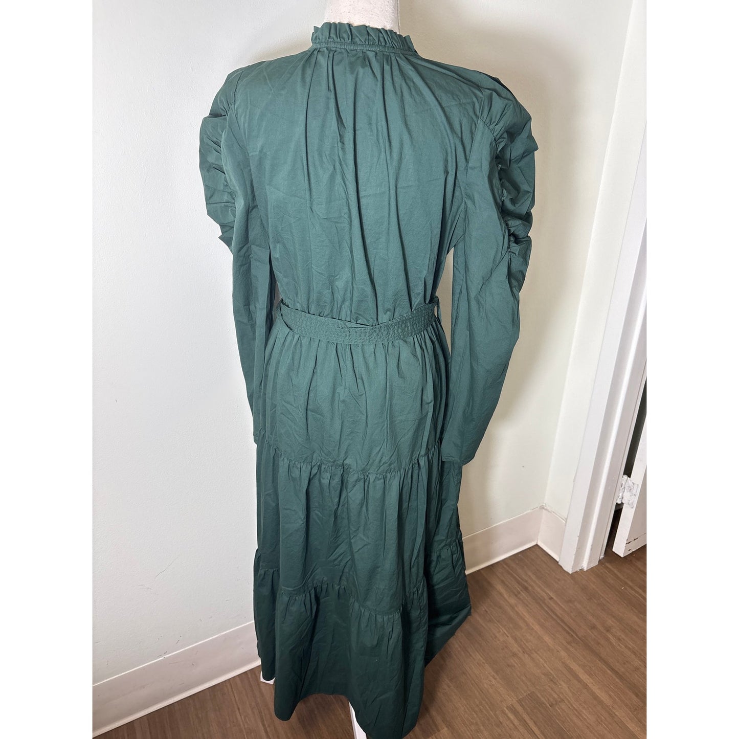 Anna Cate Forest Green Long Sleeve Cotton Maxi Dress Sz L