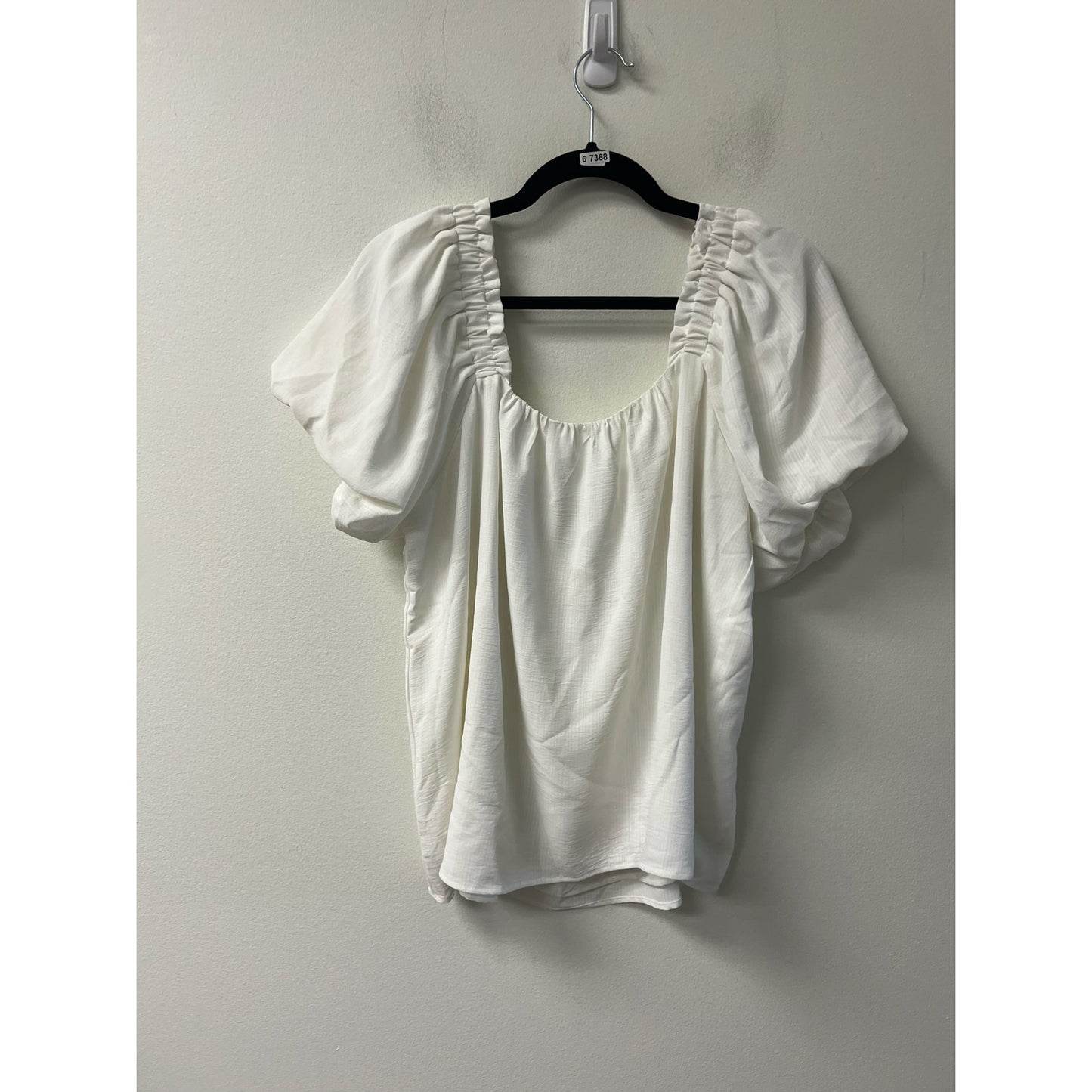 Jade White Cold Shoulder Puff Sleeve Blouse sz L