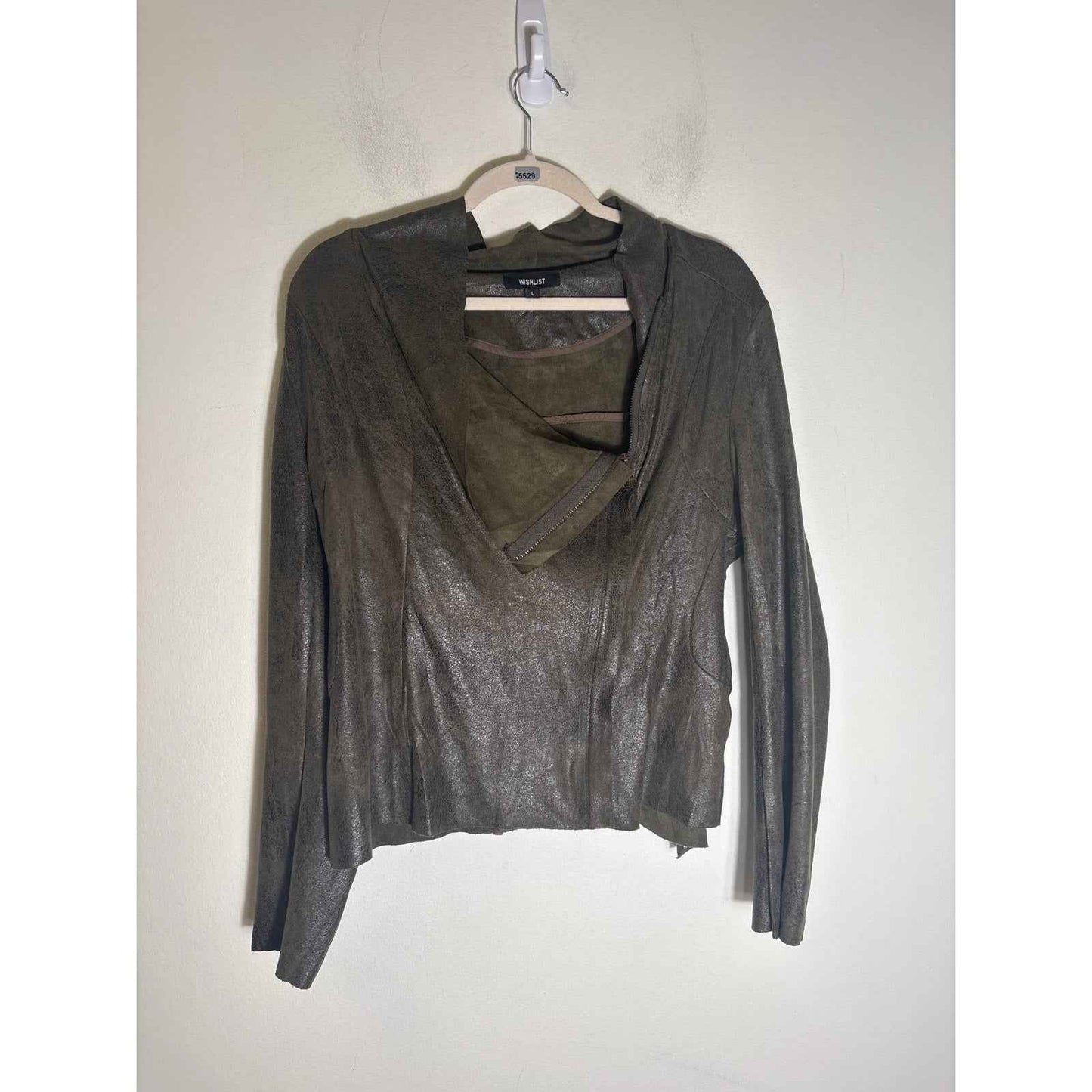 Wishlist Brown Long Sleeve Zip Faux Leather/Suede Jacket Sz L