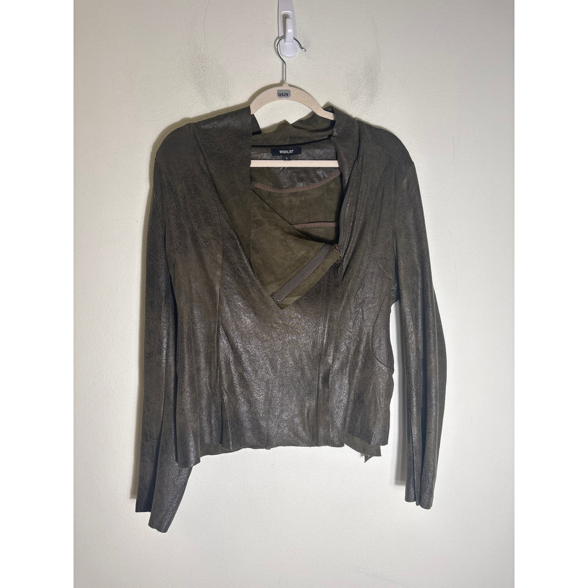 Wishlist Brown Long Sleeve Zip Faux Leather/Suede Jacket Sz L