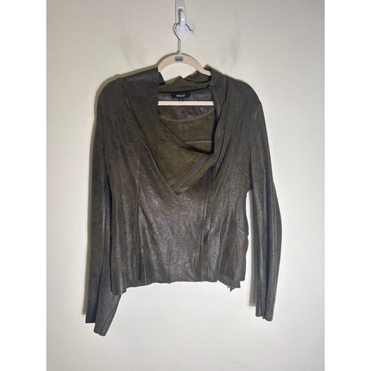 Wishlist Brown Long Sleeve Zip Faux Leather/Suede Jacket Sz L