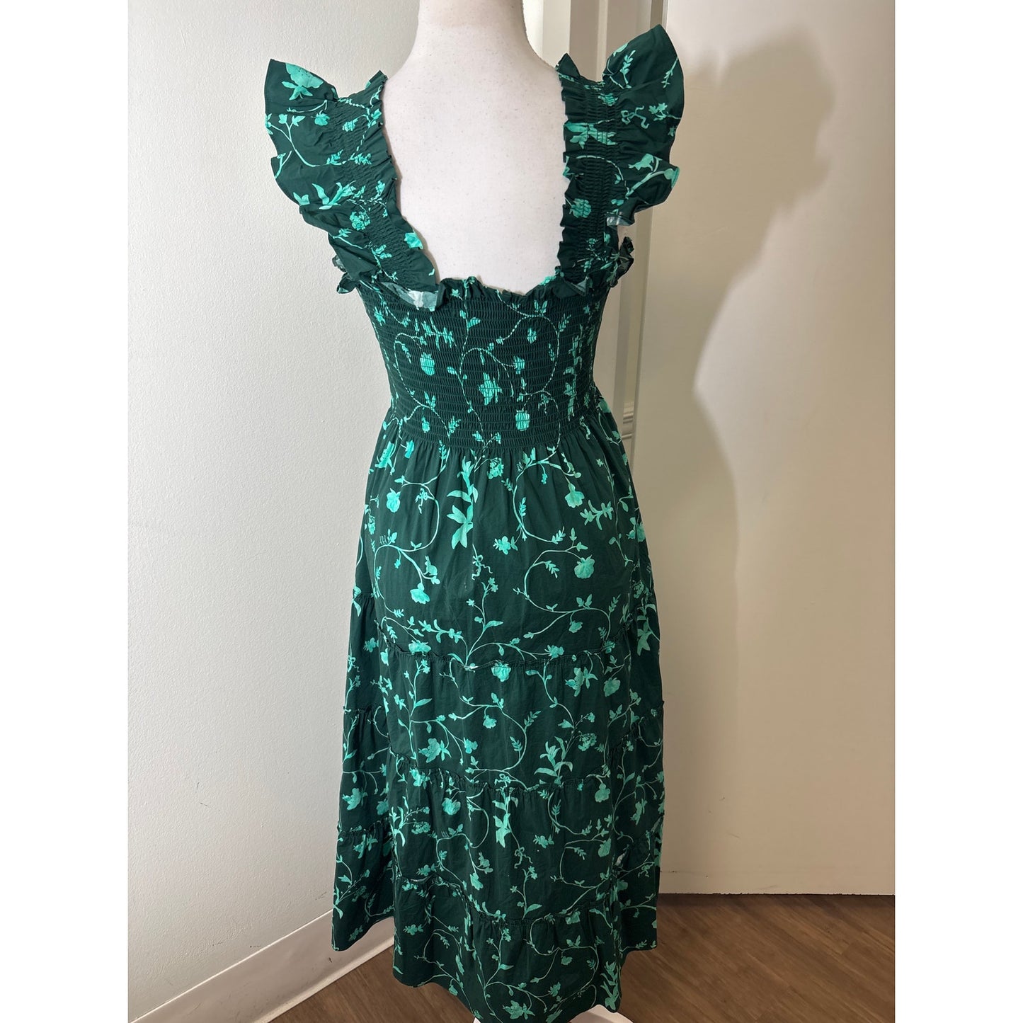 Hill House The Nap Dress Dark Green Cotton Maxi Dress Sz XS