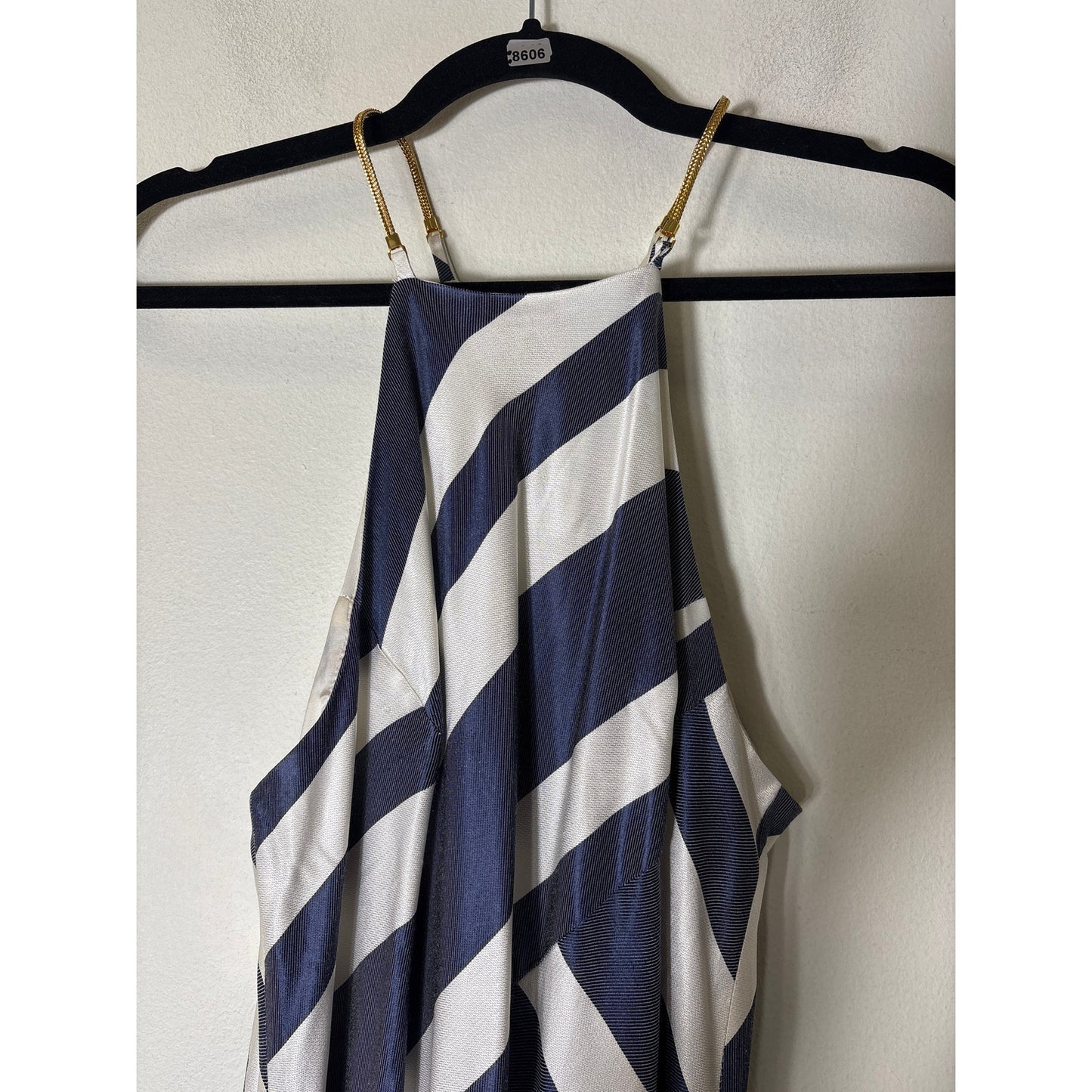 Trina Turk White and Blue Stripe Sleeveless Maxi Dress Sz 10