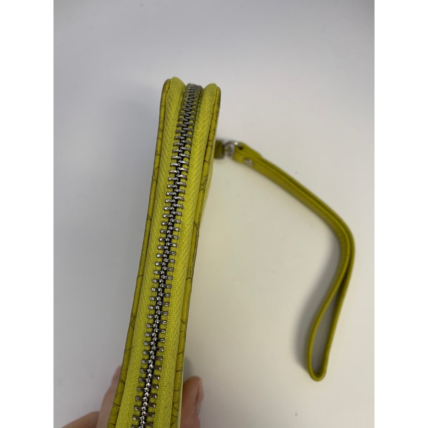 Gigi New York Yellow Crocodile Print Leather Wristlet