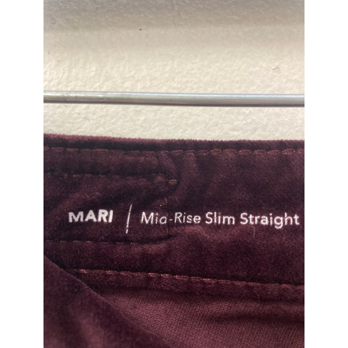 AG Merlot Velvet Mari Mid Rise Slim Straight Pants Sz 27
