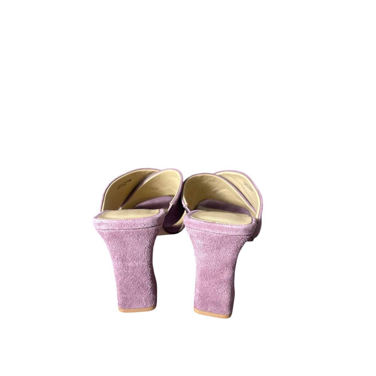 42 Gold Mauve Suede Criss Cross Heels Sz 8.5