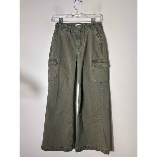 Paige Army Green Wide Leg Cargo Pants Sz 25