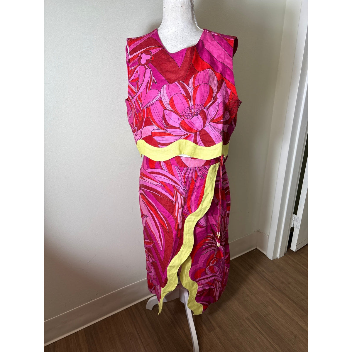 Farm Rio Hot Pink Retro Linen Sarong and Top Set