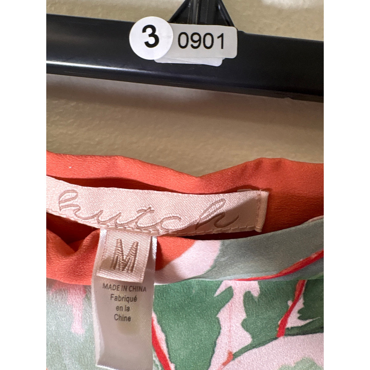 Hutch Peach Green Leaf Print Sarong Sz M