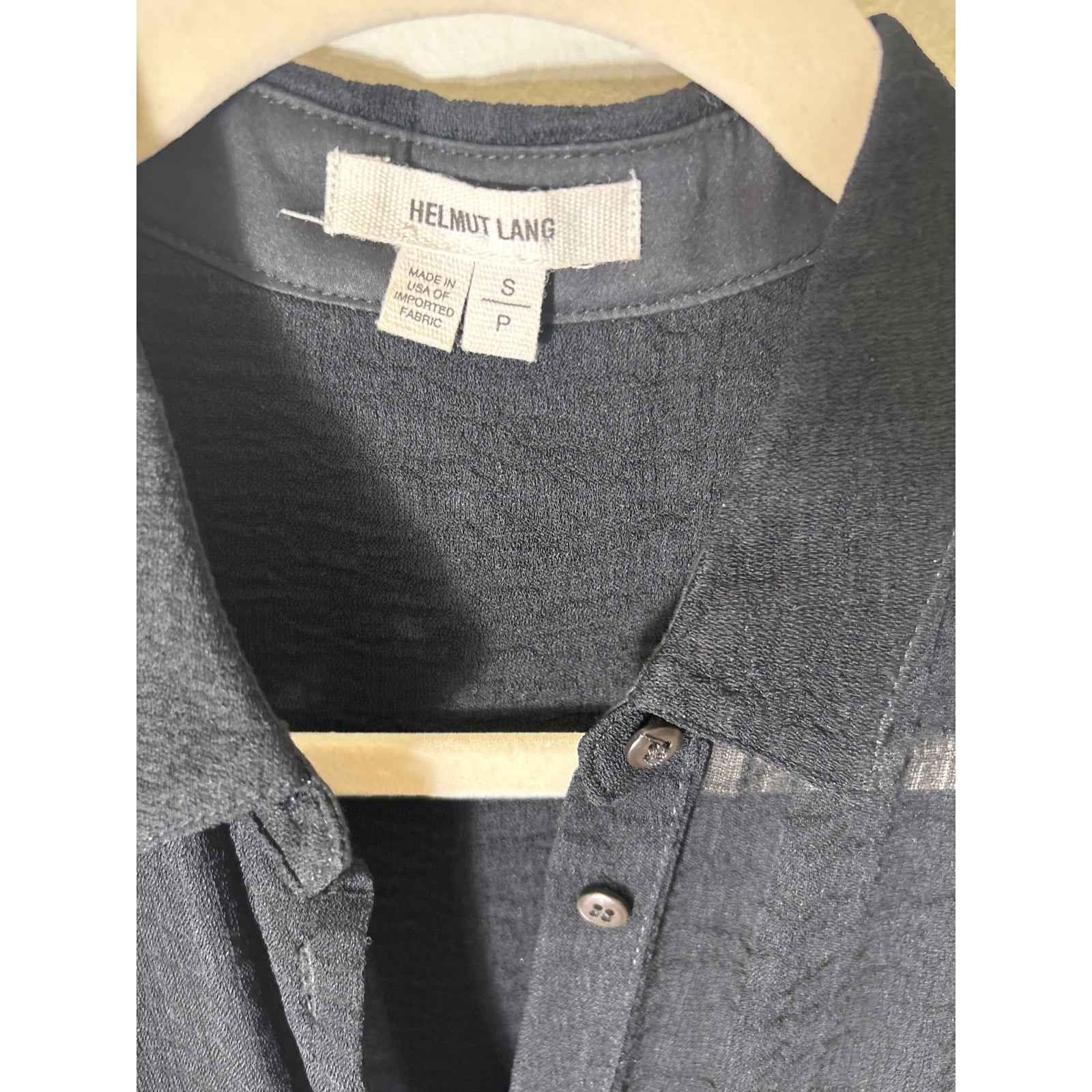 Helmut Lang Black Sheer Sleeveless Button Up Long Length Cardigan Overlay Sz S