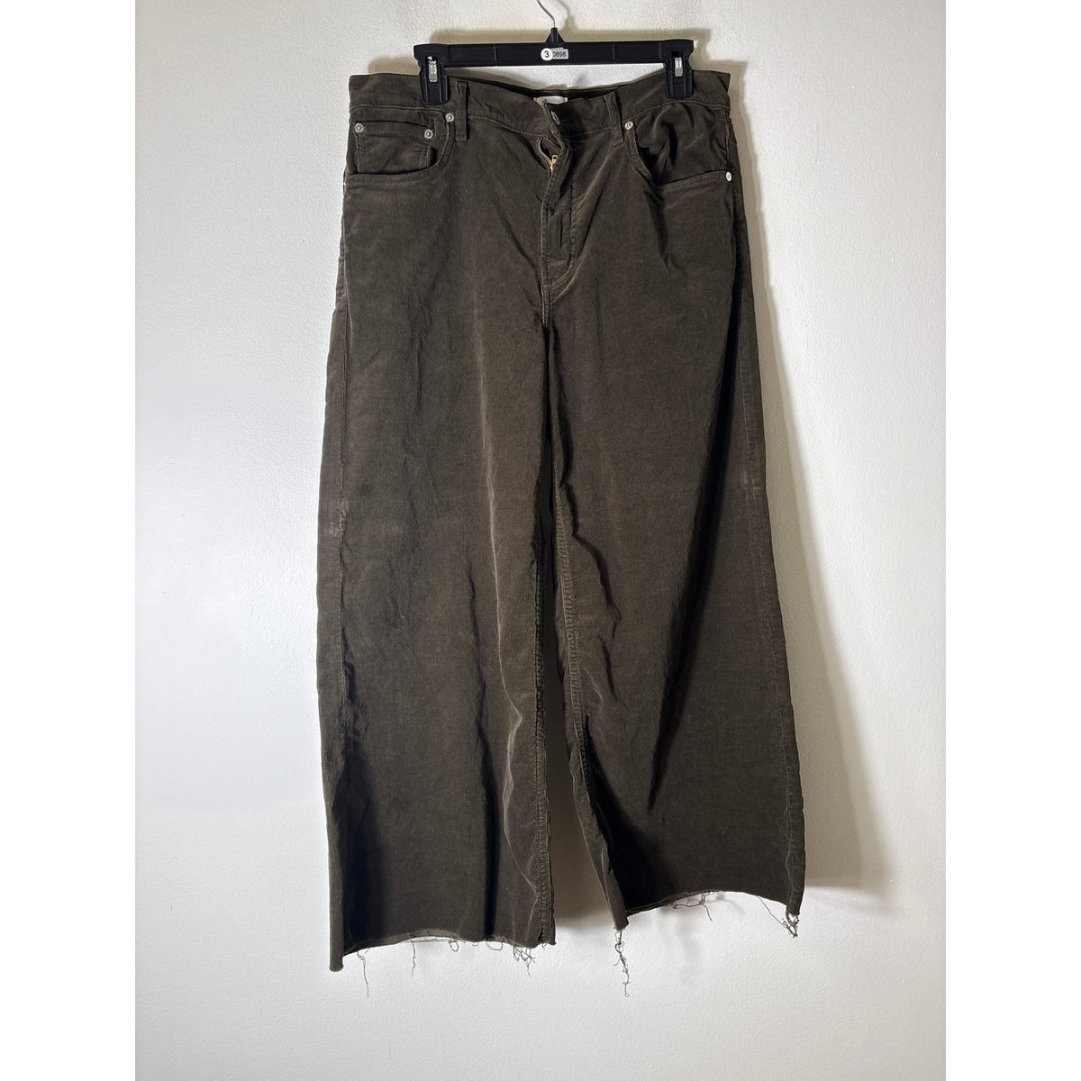 Citizens Of HUMANITY Dark Green Gray Wide Leg Cordoroy Pants sz 31