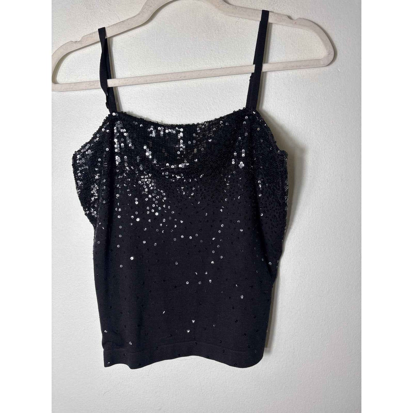 BCBG Black Sleeveless Sequin Knit Tank Sz 4