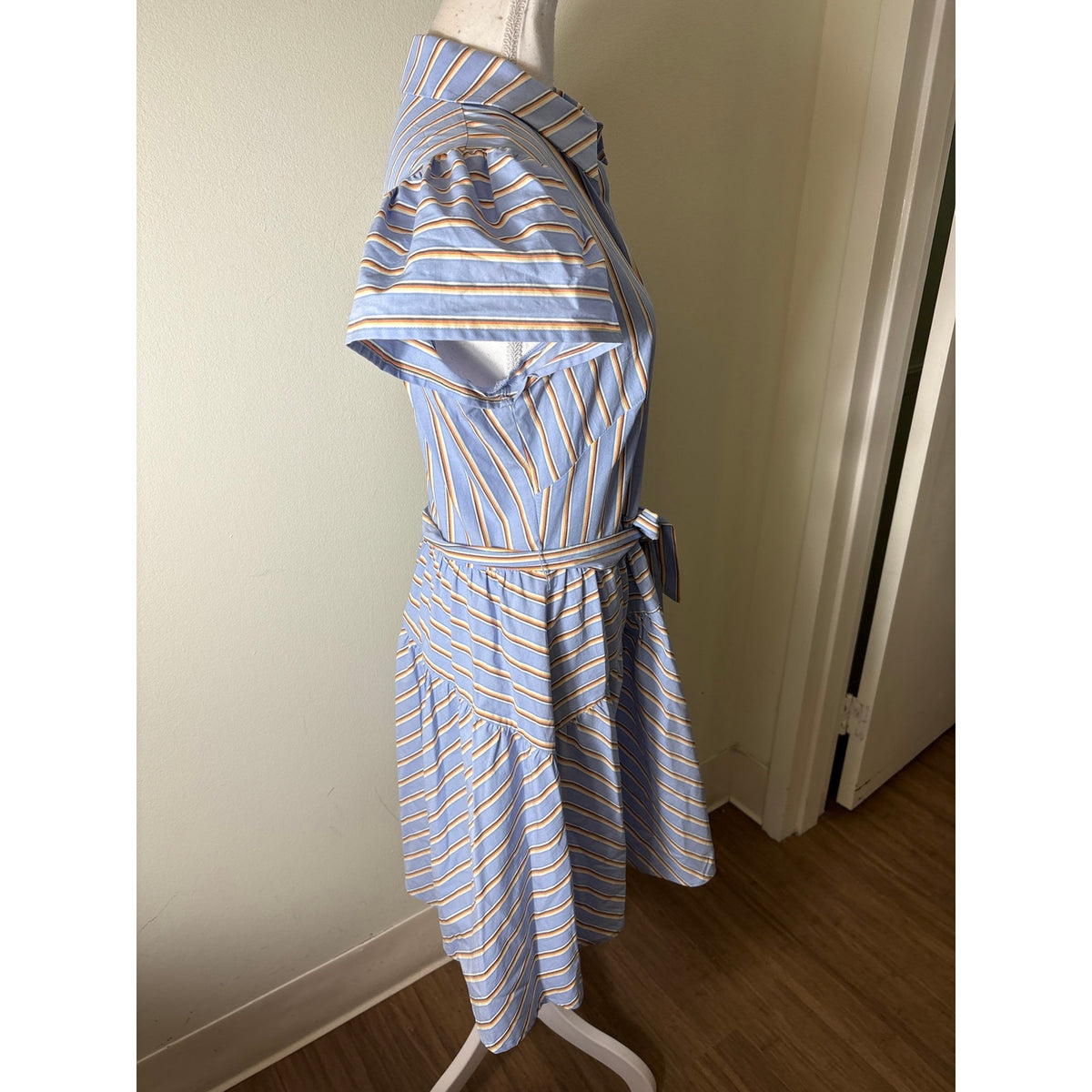 Shoshanna Veritical Stripe Drop Waist Dress Sz 8