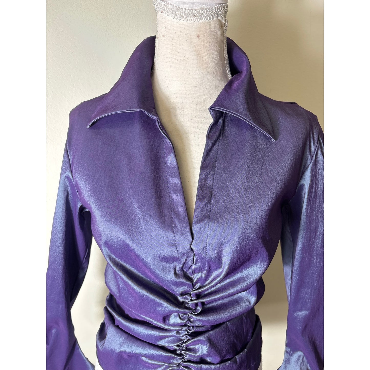 Tadashi Purple Shimmer Long Sleeve Fitted Special Occasion Top Sz 6