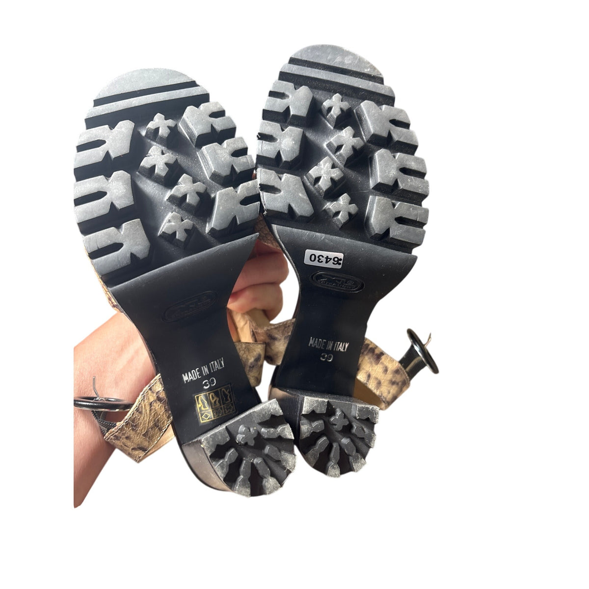 Luca Grossi Snake Skin Heel Sandals Sz 39 (8.5)