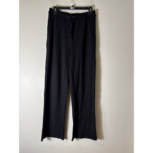 Splendid Black Waffle Knit Drawstring Lounge Pants Sz M