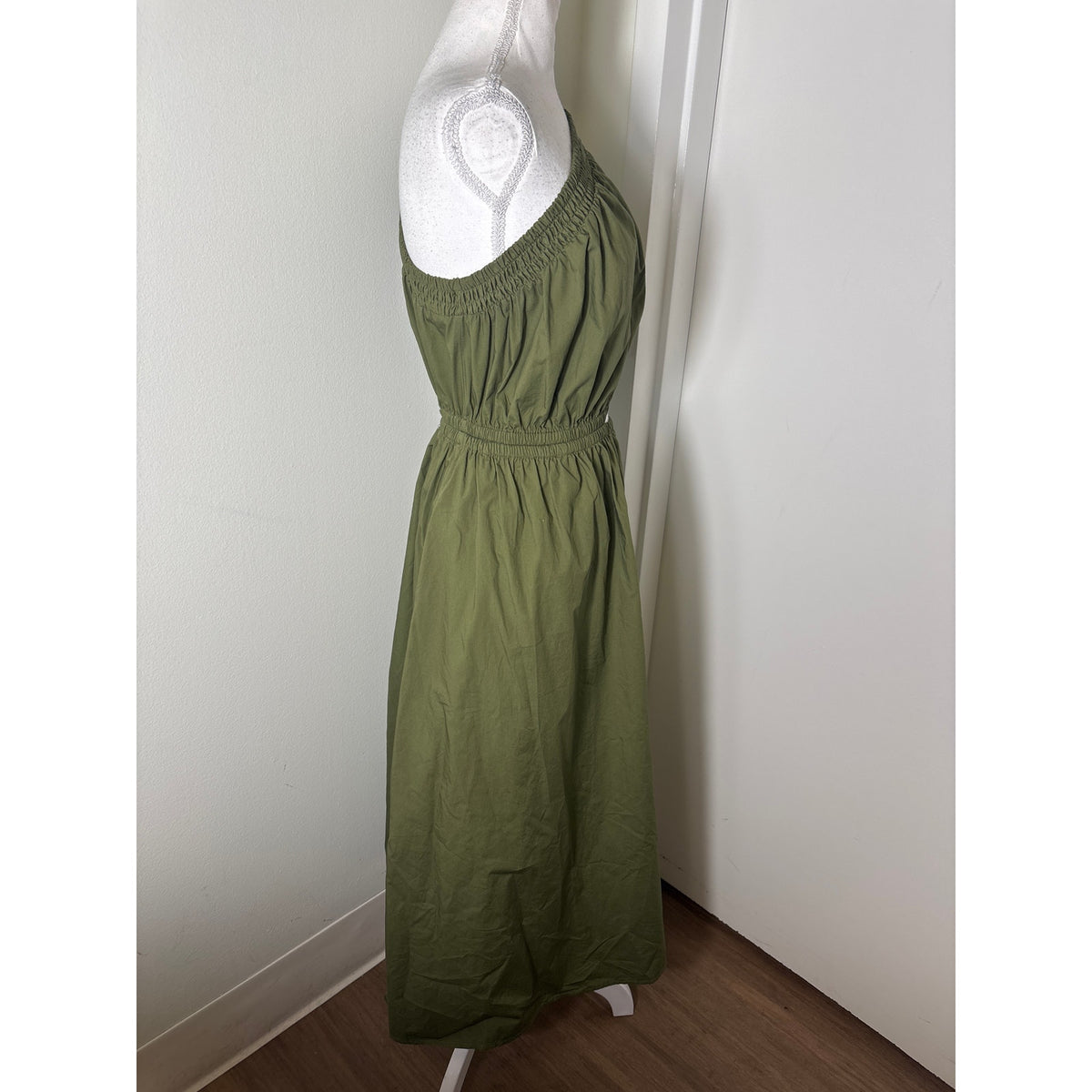 Who What Wear Olive Green One Shoulder Maxi Dress sz S