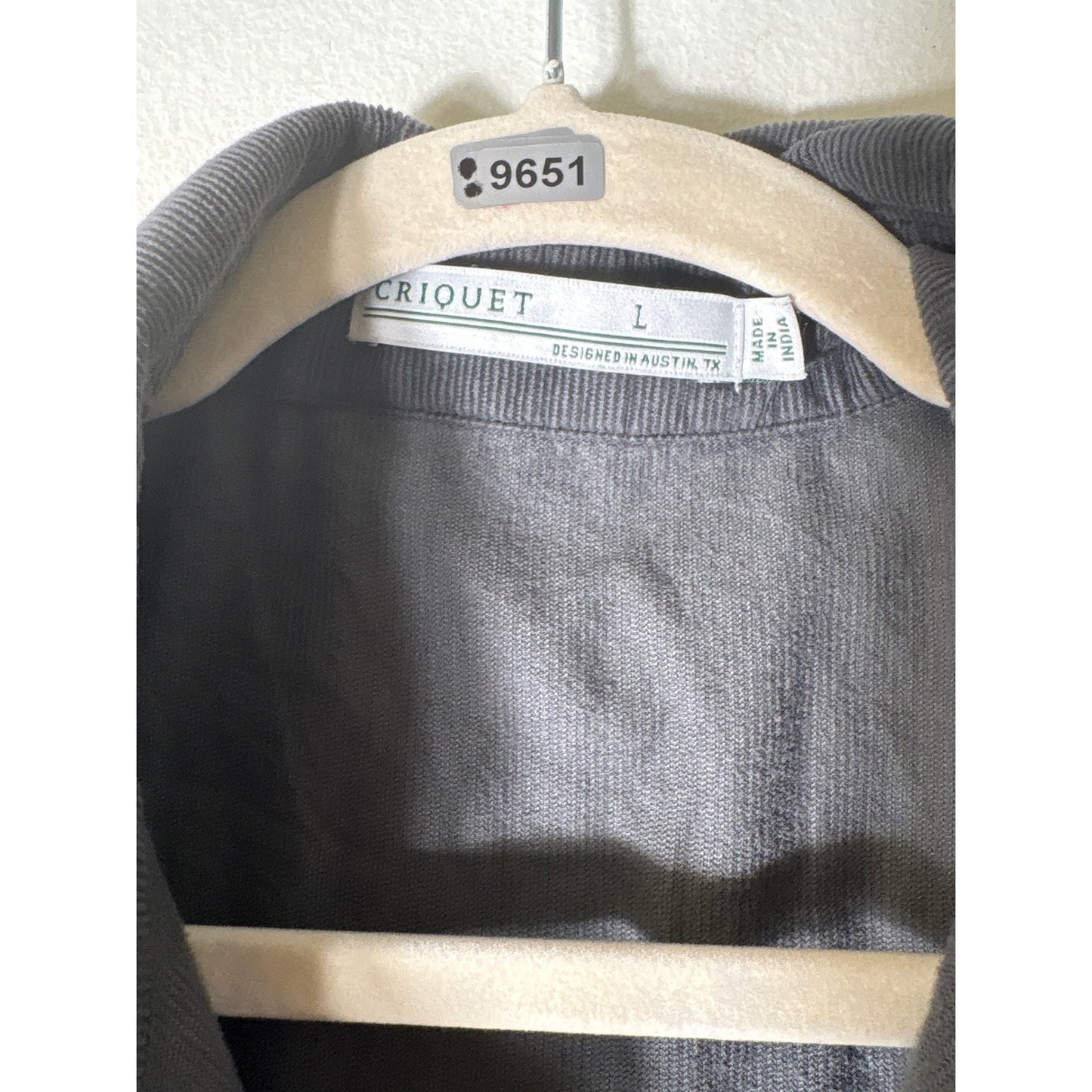 Men's Criquet Dark Gray Cordoroy Long Sleeve Snap Front Collared Shirt Sz L