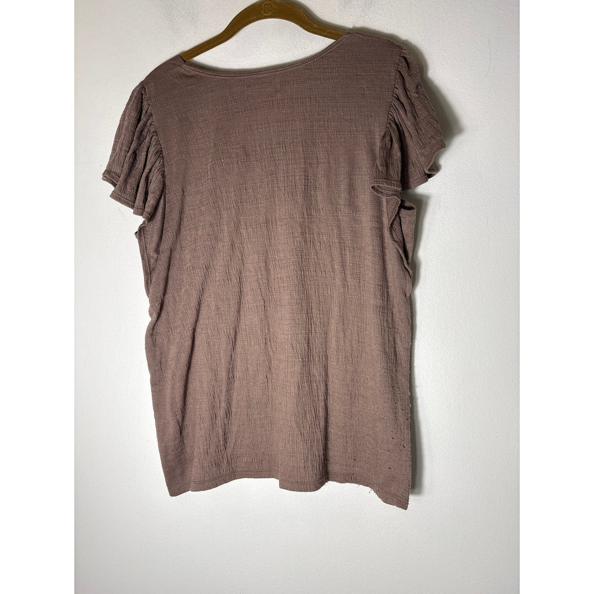 Max Studio Brown Flutter Sleeve Tee Sz M
