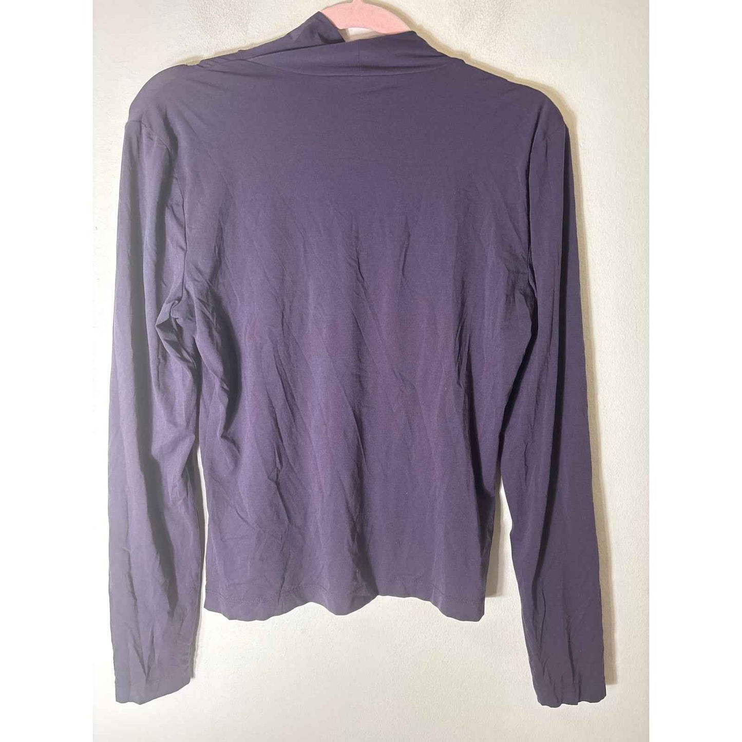 St. John Plum Fitted Turtleneck Shirt Sz M