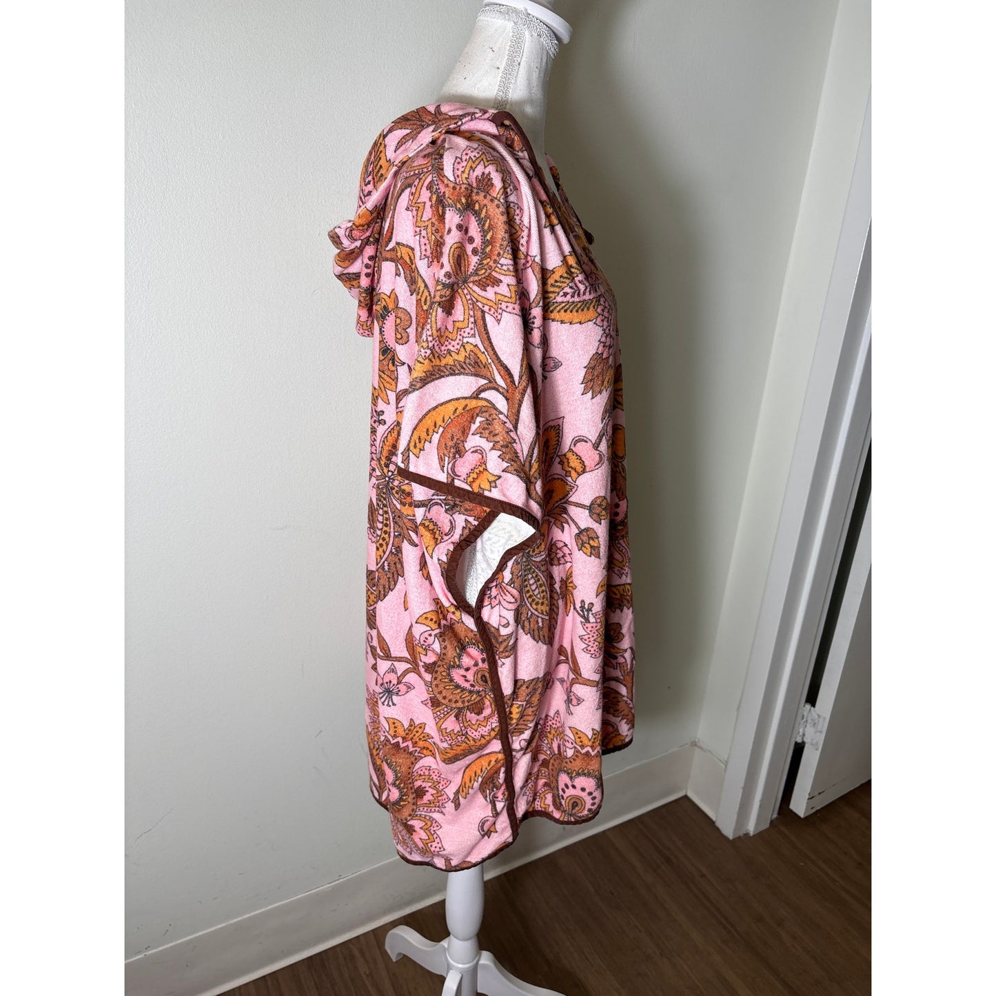 Tuckernuck Terry Towel Pink and Brown Hooded Coverup. Sz Xs/S
