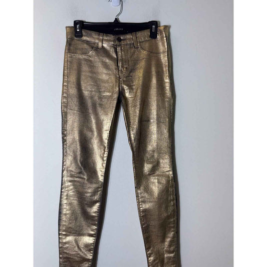 J. Brand Gold Painted Jeans Style Skinny Pants Sz 28