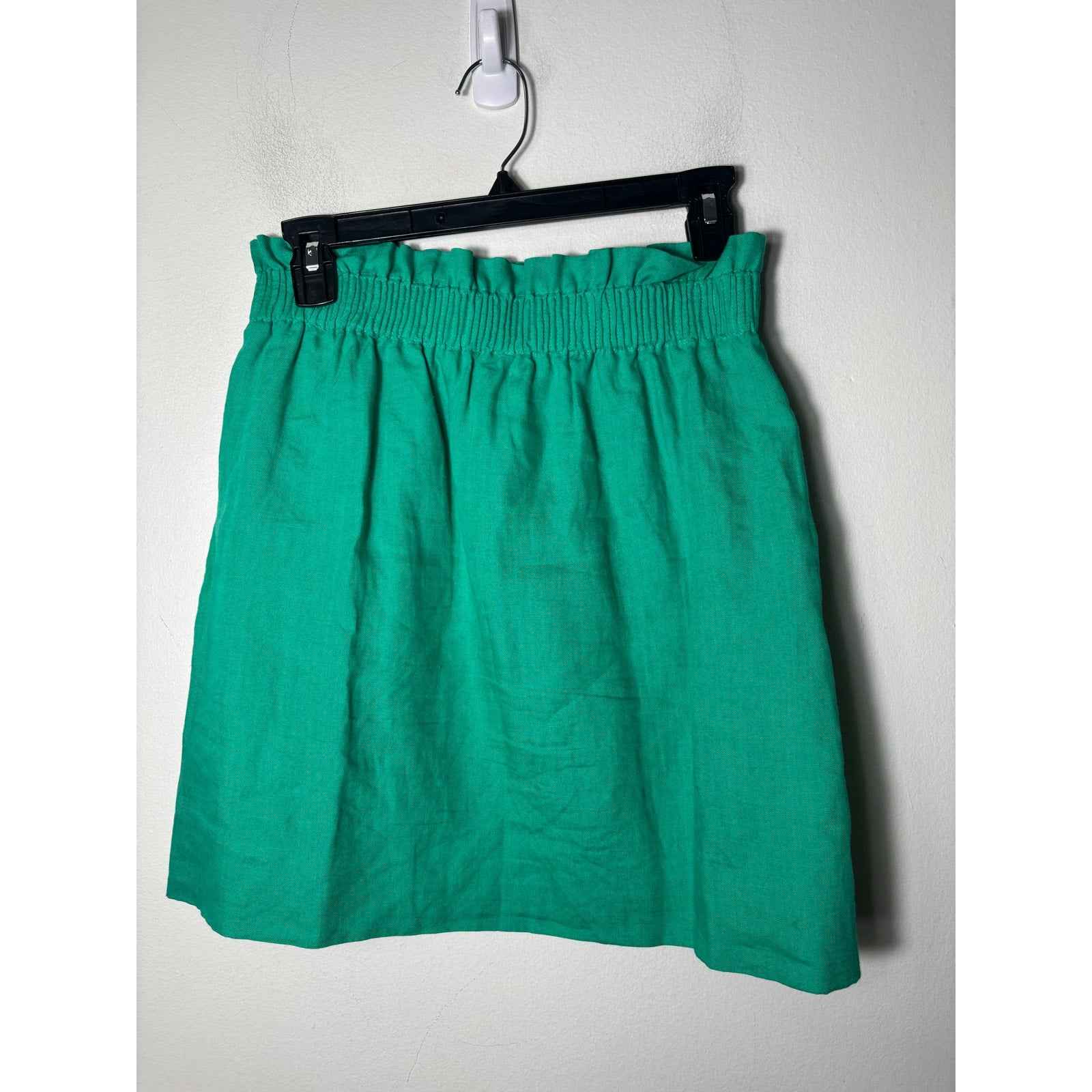 NWOT J. Crew Kelley Green Linen Mini Skirt Sz 2