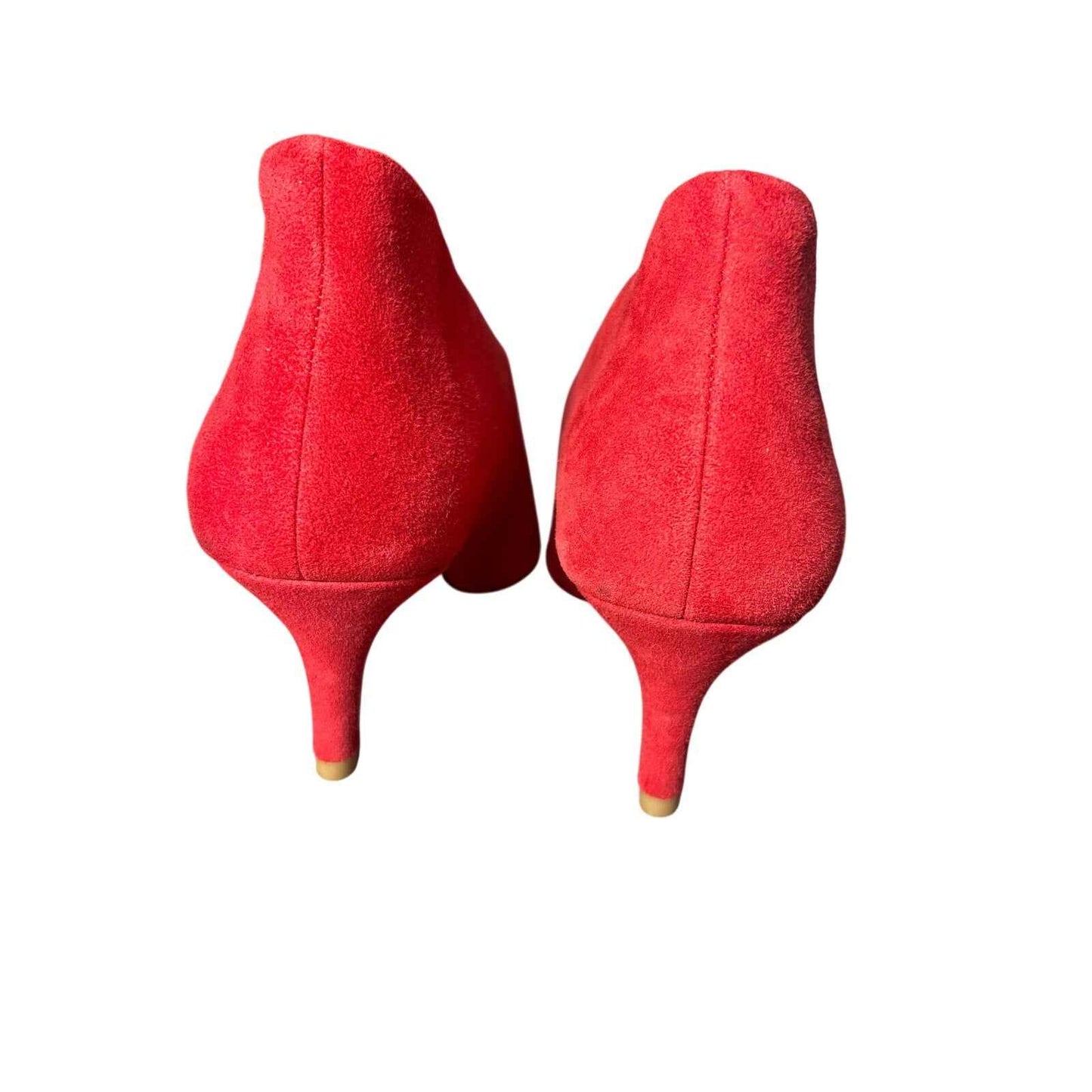 Pelle Moda Red Suede Low Heeled Winter Pump Sz 7.5