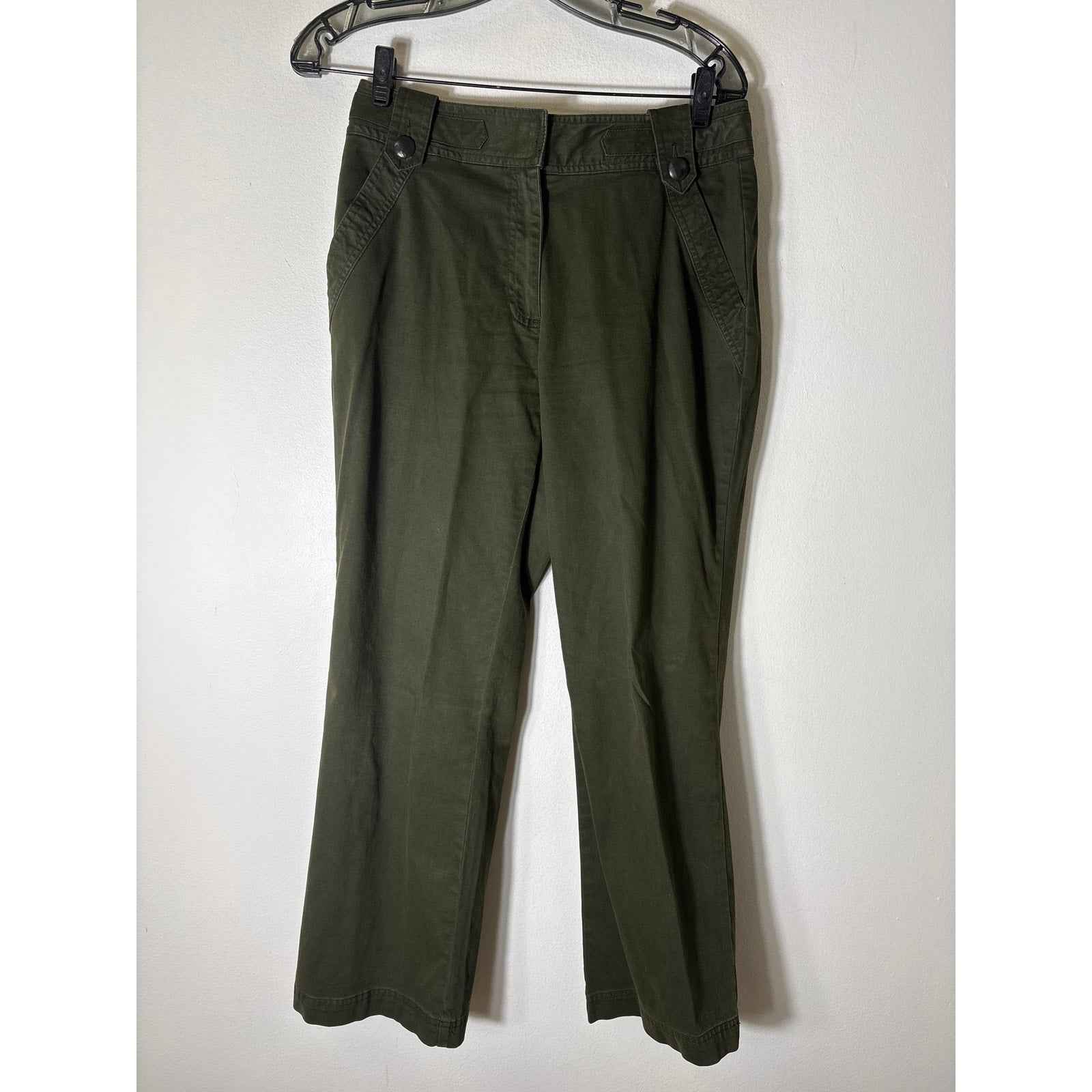 Talbots Army Green Cotton Wide Leg Pants Sz 6