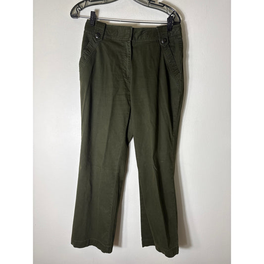 Talbots Army Green Cotton Wide Leg Pants Sz 6