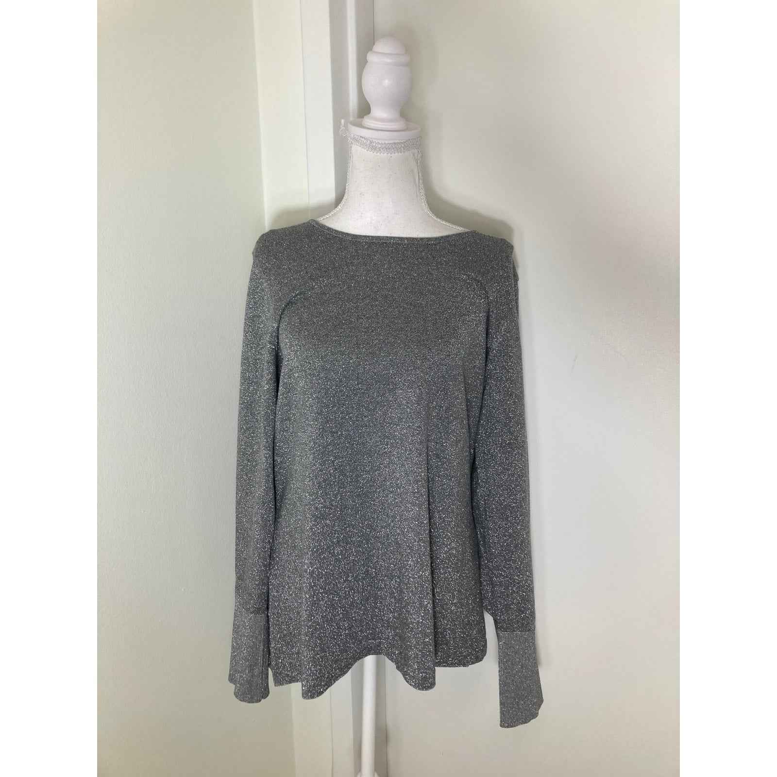 NWOT J'Envie NY Silver Long Sleeve Special Occasion Top Sz XL