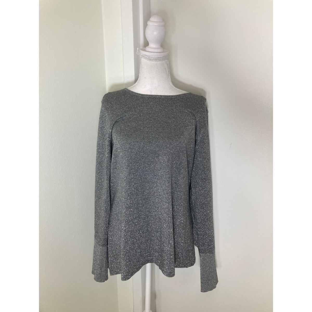 NWOT J'Envie NY Silver Long Sleeve Special Occasion Top Sz XL