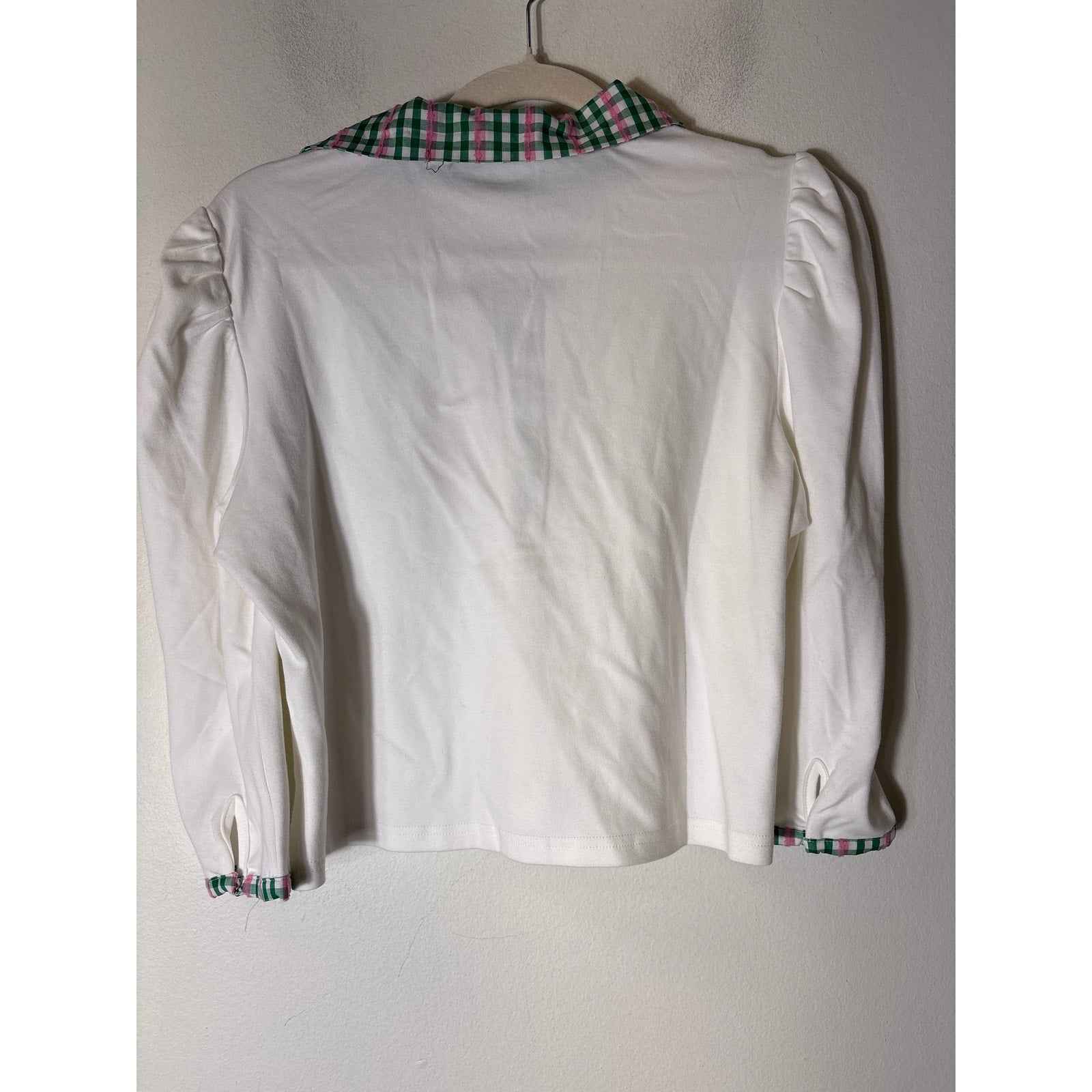 NWT Buru White Long Sleeve "Cropped Peter Pan Tee" Sz M