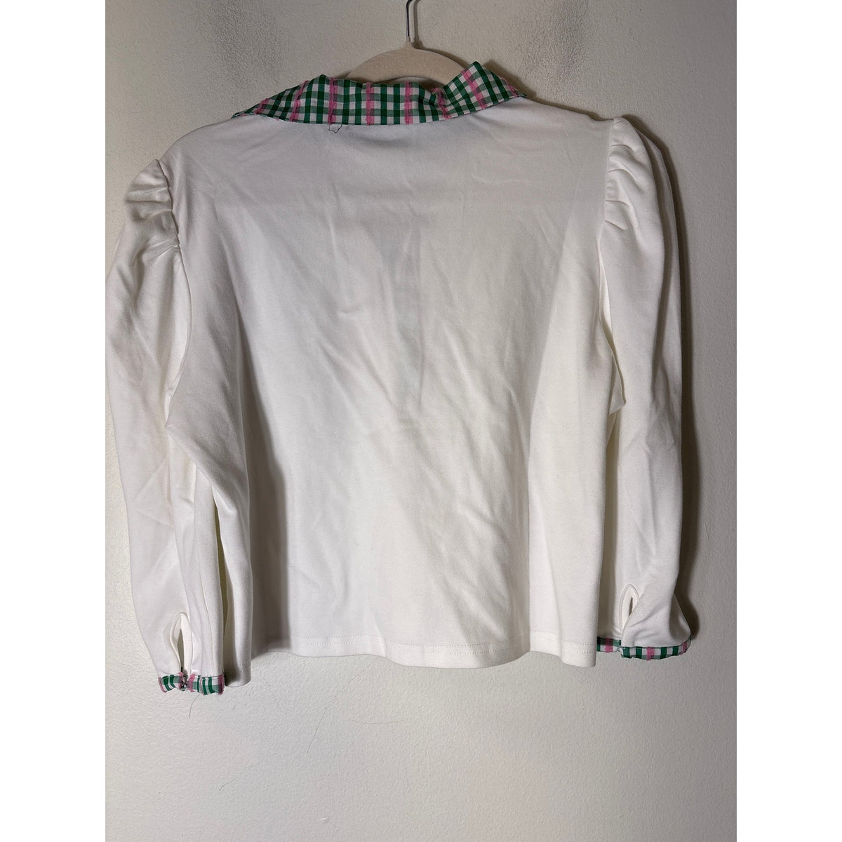 NWT Buru White Long Sleeve "Cropped Peter Pan Tee" Sz M