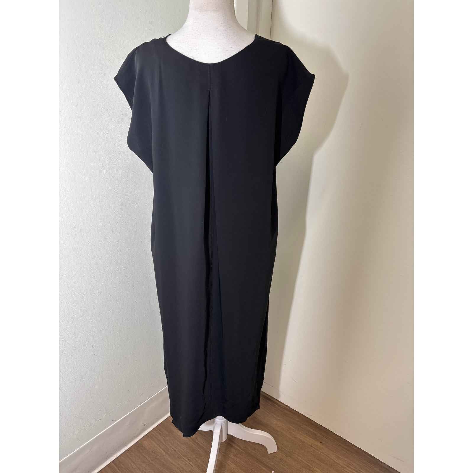 Rachel Rachel Black Sleeveless V-Neck Hi Low Hem Midi Dress Sz L