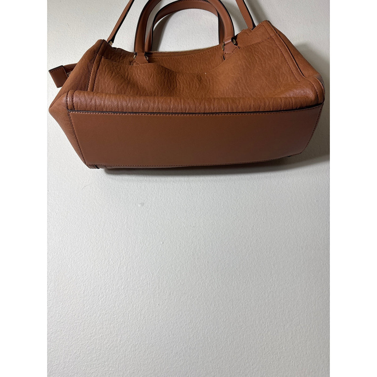 Calvin Klein Caramel Brown Vegan Leather Satchel Handbag