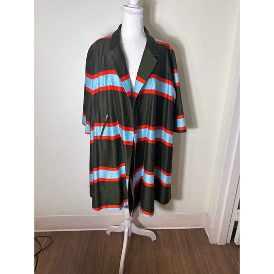 Topolina Boutique Dark Green Long Sleeve Cotton Poly Blend Open Midi Coat Sz